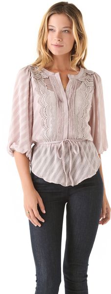 Tbags Los Angeles Button Blouse with Tie - Lyst