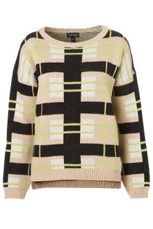 Topshop Knitted Graphic Check Jumper - Lyst