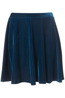 Topshop Teal Velvet Skater Skirt - Lyst