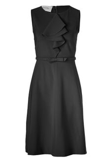 Valentino Black Belted Sheath Dress with Ruffle - Lyst
