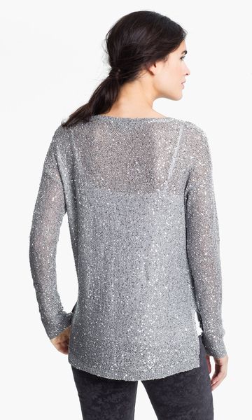 Dkny Sequin Sweater in Silver | Lyst