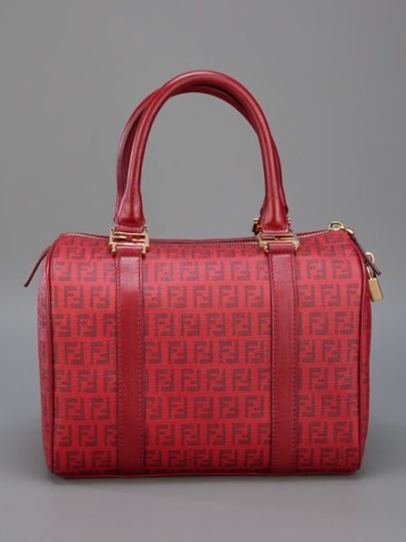 Fendi Designer Print Tote Bag in Red