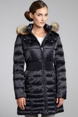 Laundry By Shelli Segal Mystic Blue Down Filled and Faux Fur Trim Hooded Coat