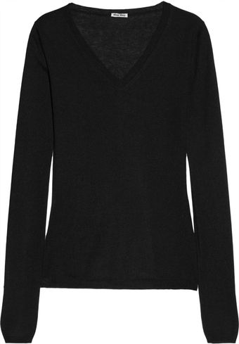 Miu Miu Cashmere and Silk blend Sweater - Lyst