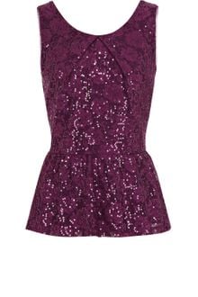 Oasis Sequin Lace Peplum Top - Lyst