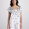 Oscar De La Renta Printed Silk Coverup Tuni in White (white/black) - Lyst
