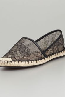 Valentino Flat Lace Espadrille Black - Lyst