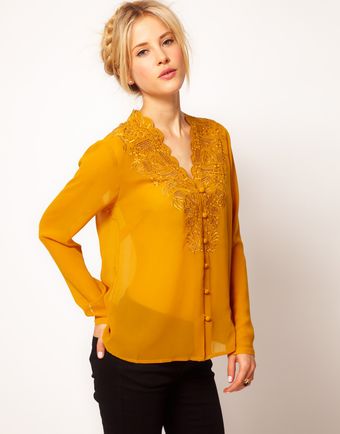 ASOS Collection Asos Blouse with Embroidery and Cutwork - Lyst