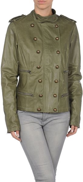 Gold Bunny Leather Outerwear - Lyst
