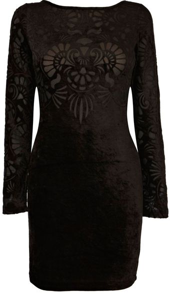 Oasis Velvet Burnout Dress - Lyst
