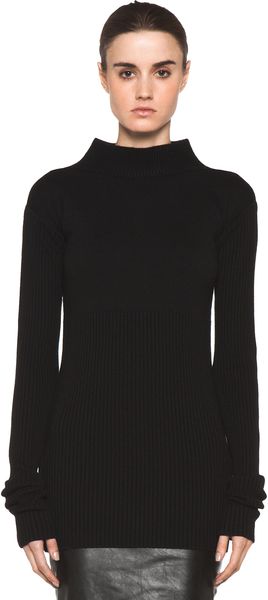 Rick Owens Tight Ala Long Sleeve Sweater in Black - Lyst