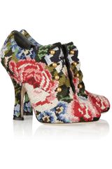 Dolce & Gabbana Tapestry and Leather Ankle Boots
