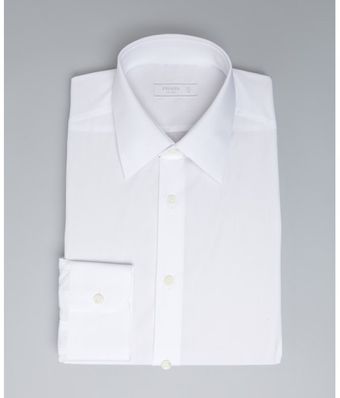 Prada White Cotton Point Collar Dress Shirt - Lyst