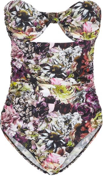 Zimmermann The Vase Printed Bandeau Swimsuit - Lyst