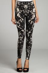 Alexander McQueen Black Stretch Wool Abstract Print Leggings