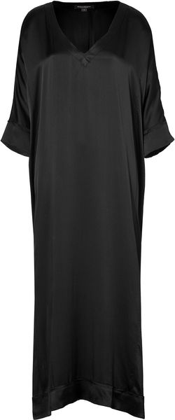 Donna Karan Intimates Black Glamour Silk Long Caftan - Lyst