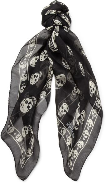 Alexander McQueen Skull Print Silk Scarf - Lyst