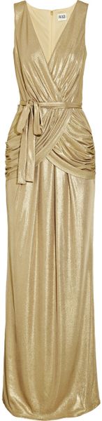 Alice By Temperley River Golden Belted Draped Lamé Gown in Gold - Lyst