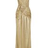 Alice By Temperley River Golden Belted Draped Lamé Gown in Gold - Lyst