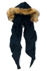 Charlotte And Lisa Navy Fur Hood Scarf