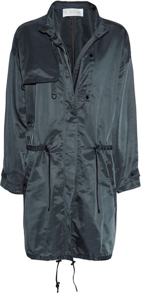 Chloé Drawstring Satincrepe Anorak Coat - Lyst
