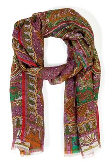 Etro Claretwalnutlaurel Linensilk Paisley Print Scarf - Lyst
