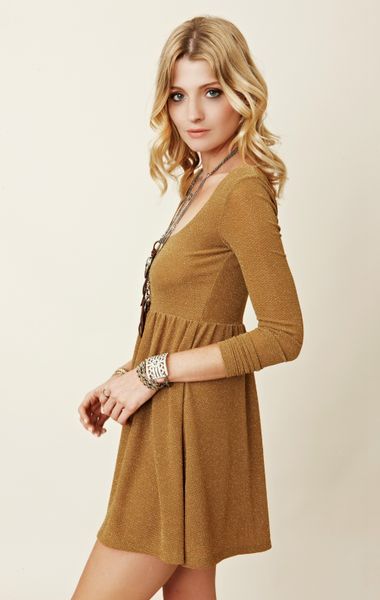 Free People Knit Day and Night Dress in Yellow (amber)