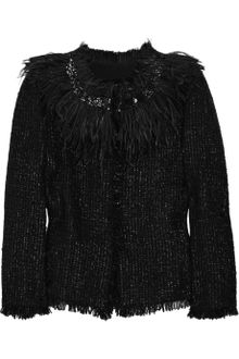 Giambattista Valli Feather trimmed Metallic Tweed Jacket - Lyst