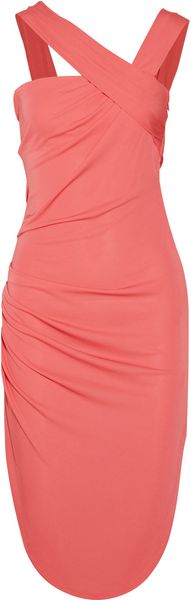 Halston Heritage Ruched Asymmetric Jersey Dress - Lyst