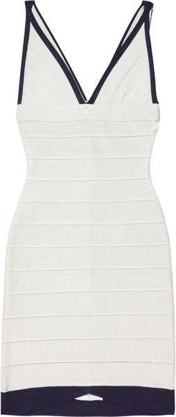 Hervé Léger Contrasttrimmed Bandage Mini Dress - Lyst