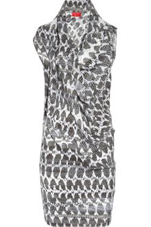 Lanvin Serpentprint Draped Silksatin Dress - Lyst