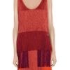 Lanvin Tiered Fringed Silk Satin Dress in Red (multi) - Lyst