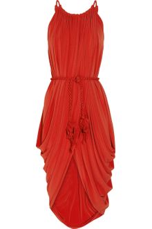 Lanvin Draped Belted Crepejersey Dress - Lyst