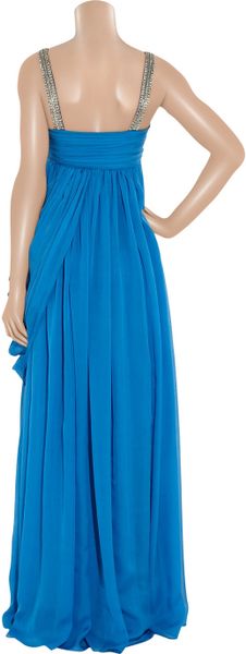 Matthew Williamson Embellished Silk Chiffon Gown In Blue Lyst