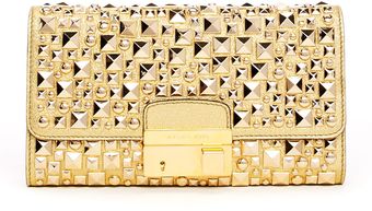 Michael Kors Gia Studded Metallic Leather Clutch Bag - Lyst