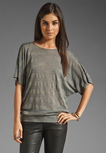 Michael Stars Short Sleeve Front To Back Drape Neck Top - Lyst