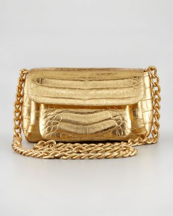 Nancy Gonzalez Crocodile Compartmentalized Crossbody Bag Gold - Lyst