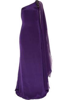 Notte By Marchesa Crystalembellished Silksatin Gown - Lyst