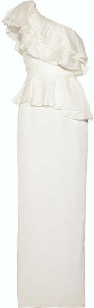 Notte By Marchesa Oneshoulder Ruffled Silk Gown - Lyst