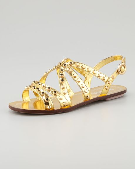 prada-gold-studded-strappy-flat-sandal-gold-product-1-5411899 ...