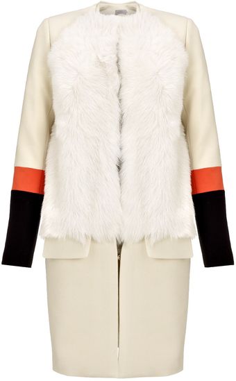 Preen Ivory Sheepskin Zora Coat - Lyst