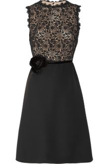 Valentino Silk Crepe and Lace Dress - Lyst