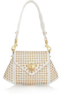 Versace Eyeletstudded Leather Shoulder Bag - Lyst