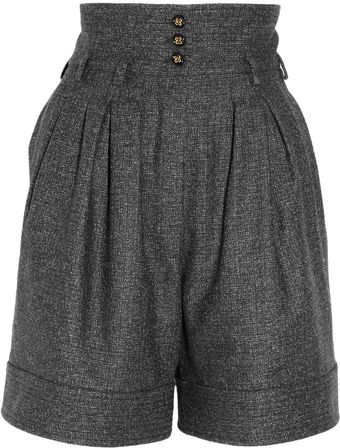 Yves Saint Laurent Woolblend Tweed Shorts - Lyst