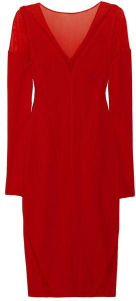 Donna Karan New York Mesh and Stretchcrepe Jersey Dress - Lyst