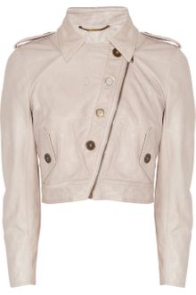 Matthew Williamson Washed Leather Cropped Biker Jacket - Lyst