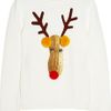 Moschino Reindeer Appliquéd Knitted Wool Sweater in White - Lyst