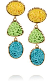Oscar de la Renta 24karat Gold-Plated Carved Cabochon Clip Earrings - Lyst