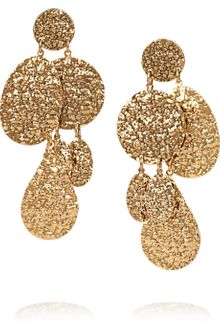 Oscar de la Renta Hammered 24karat Gold Plated Clip Earrings - Lyst