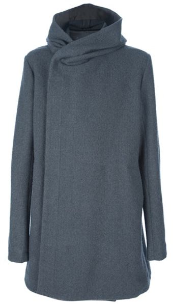 Rick Owens Hooded Peacoat - Lyst